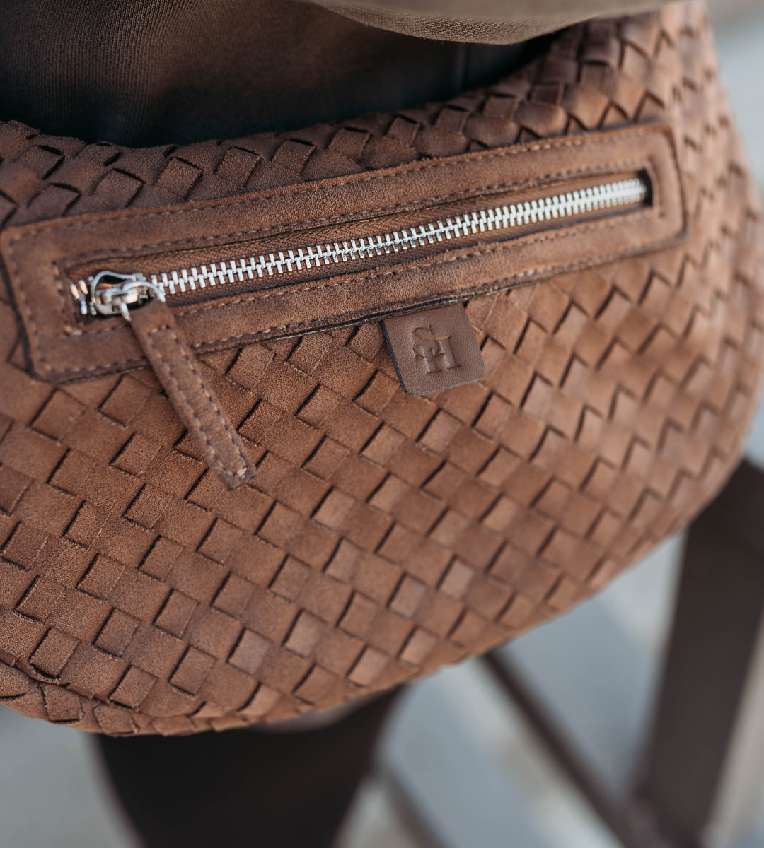 Brown Hand Woven Sling Bag