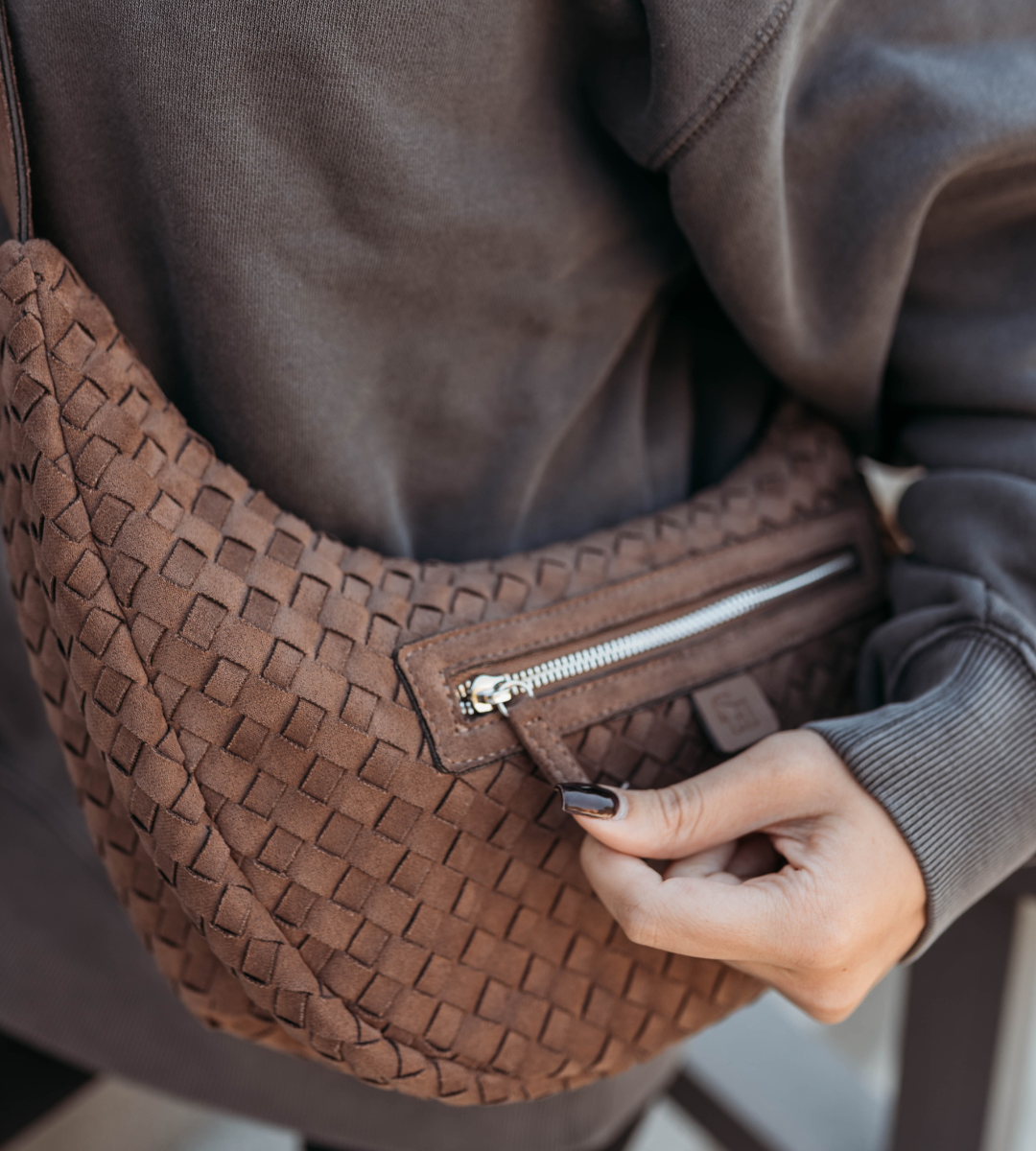 Brown Hand Woven Sling Bag