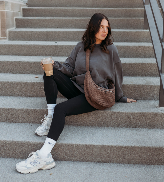 Brown Hand Woven Sling Bag