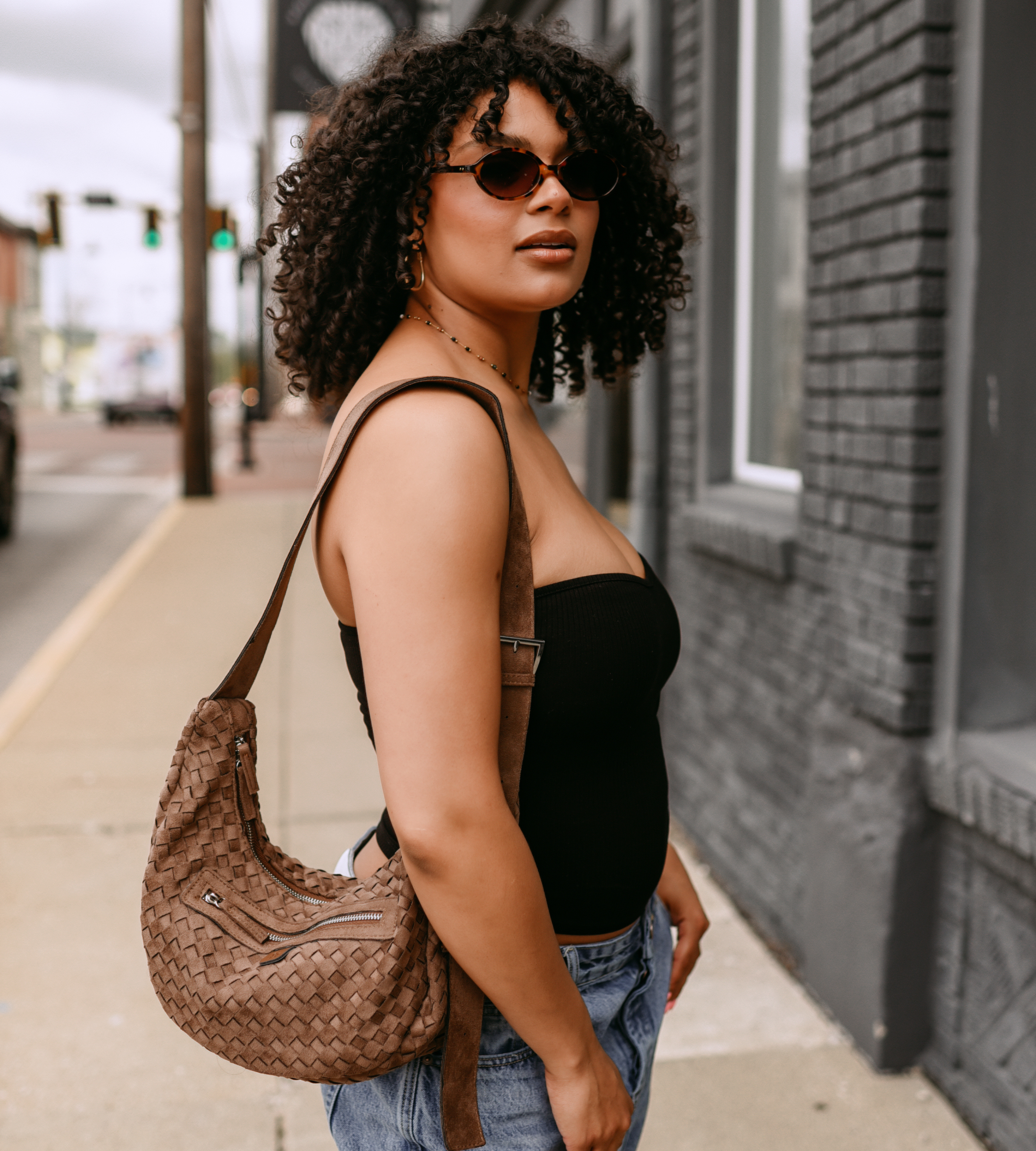 Brown Hand Woven Sling Bag