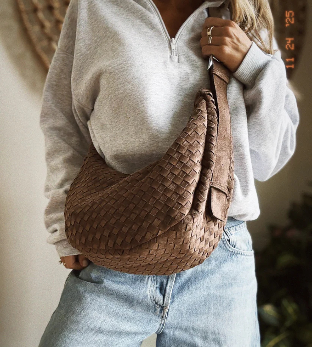 Brown Hand Woven Sling Bag