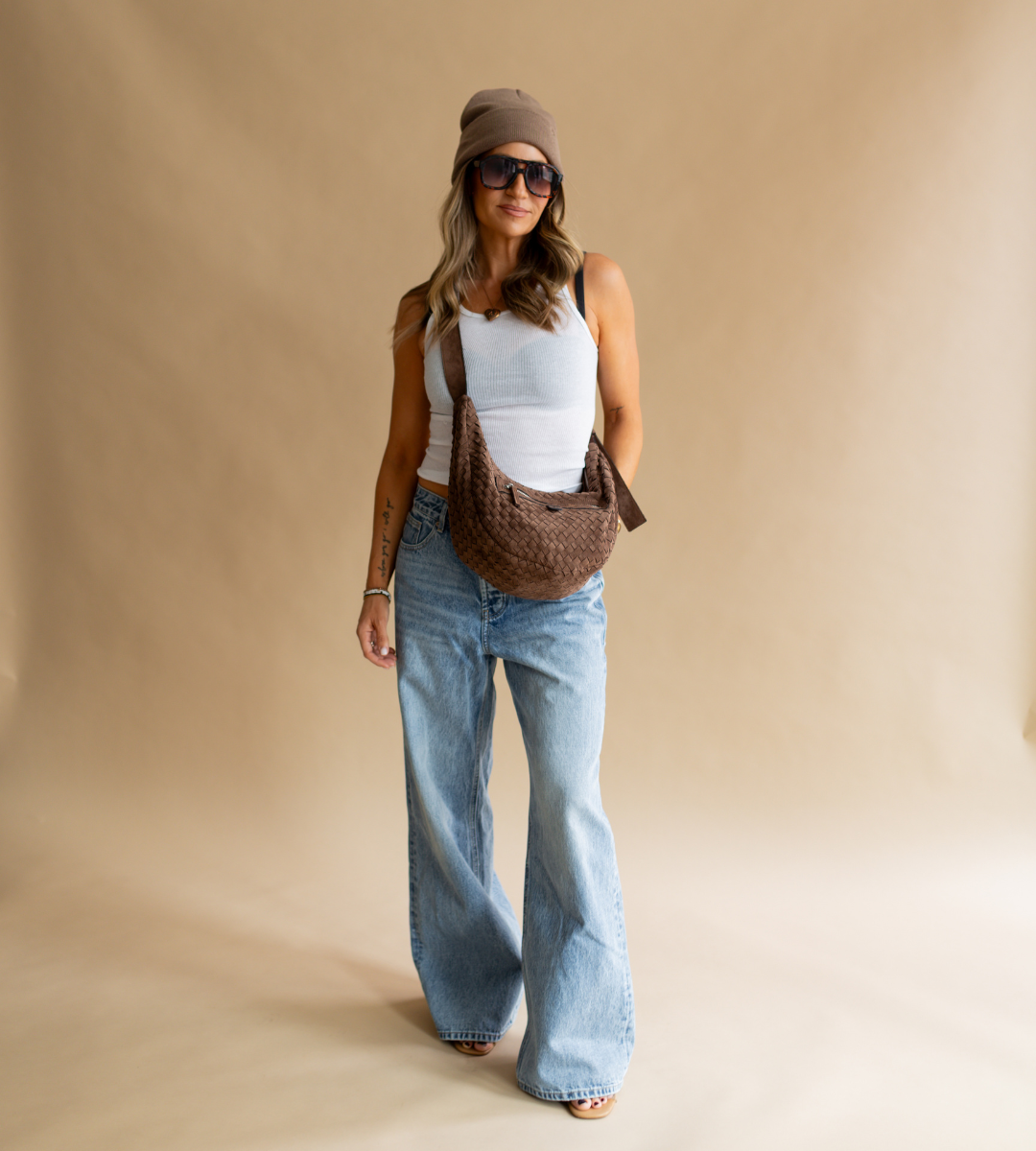 Brown Hand Woven Sling Bag