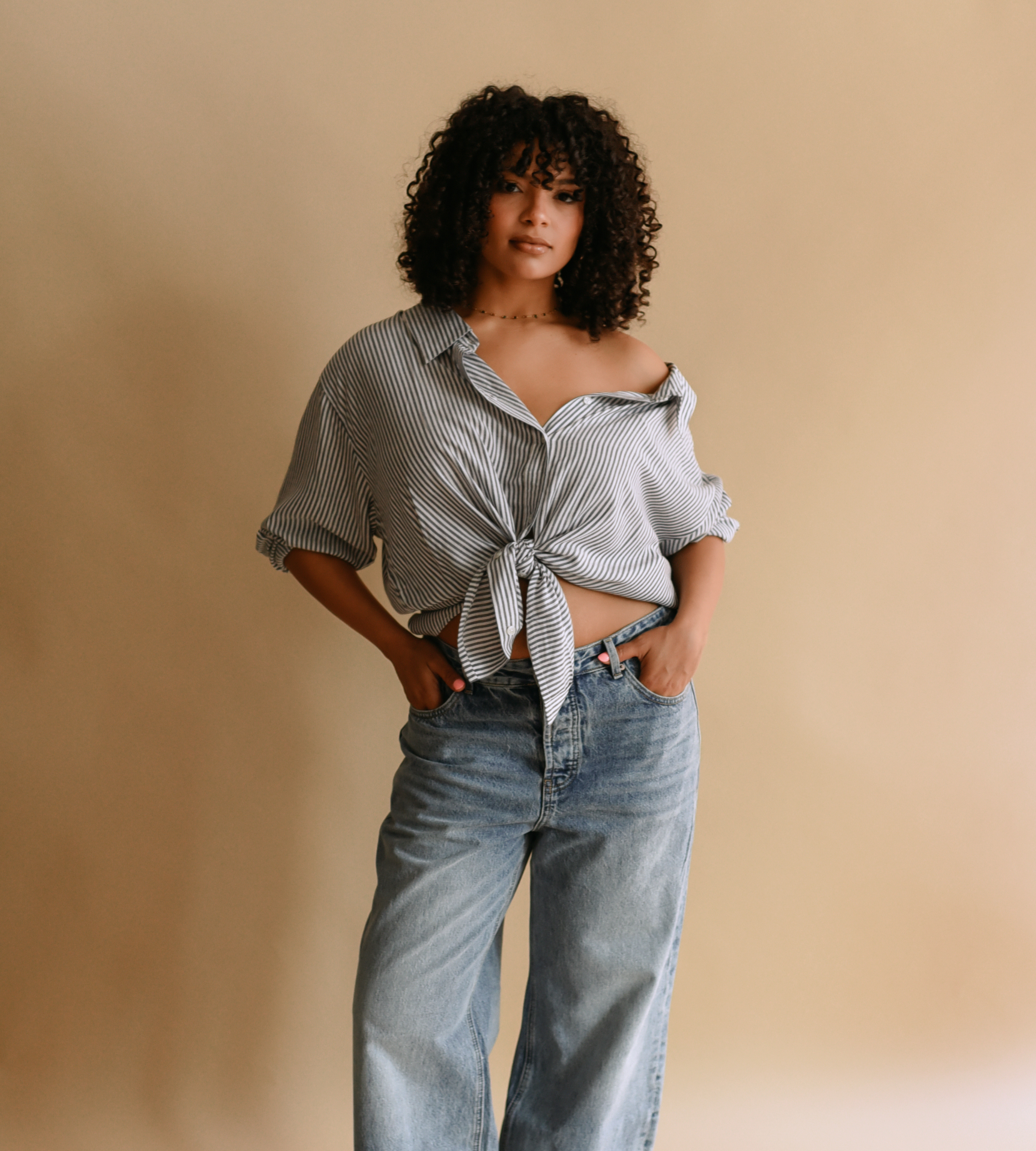 Striped Button-down Shirt (Plus Size)
