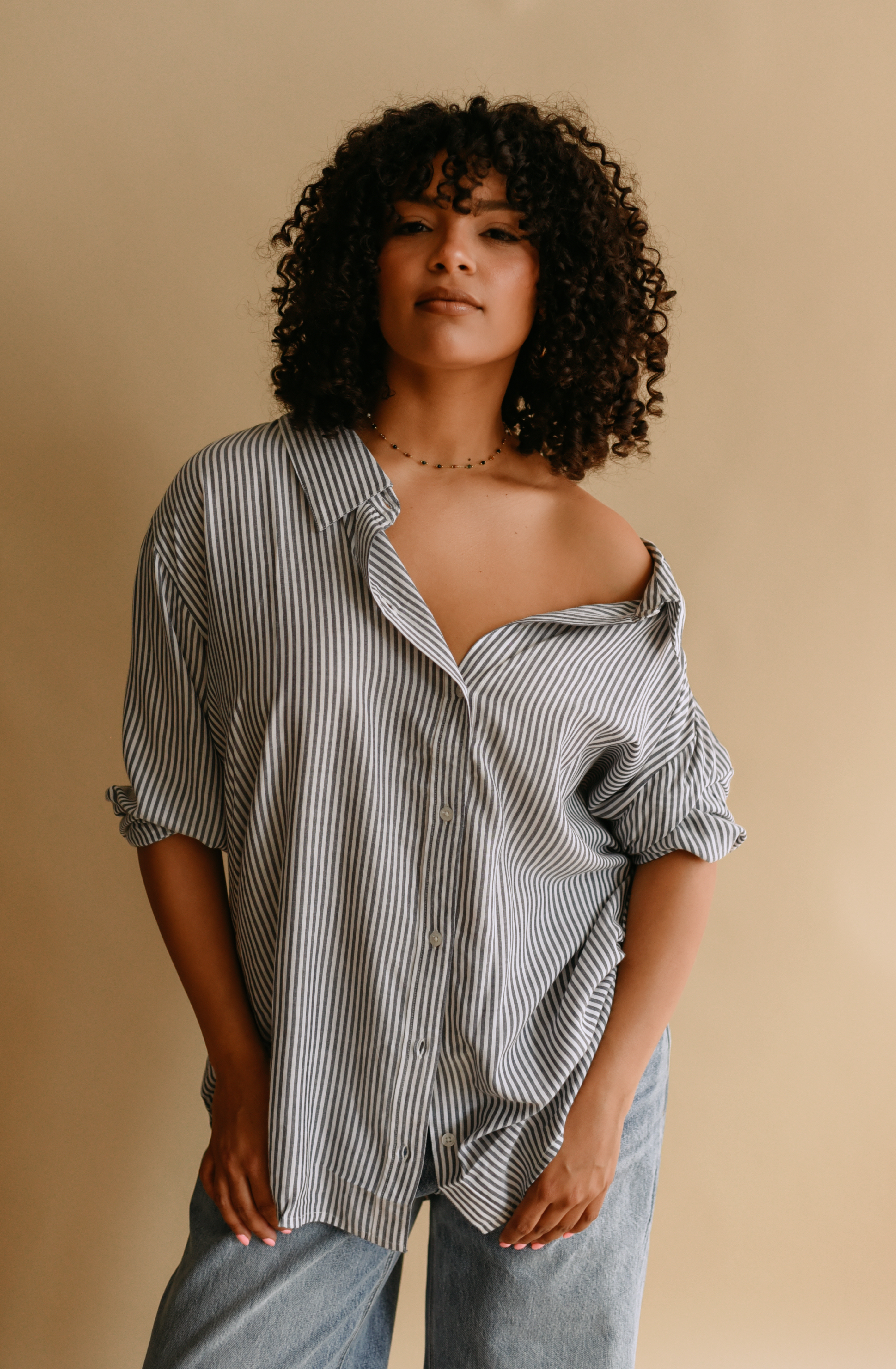 Striped Button-down Shirt (Plus Size)