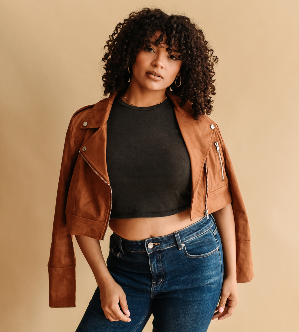 Cropped Moto Jacket (available in XL) – Hill x Sarah