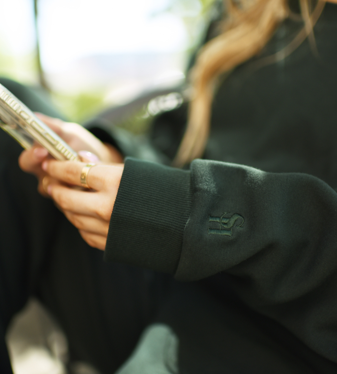 Hunter Green Off The Shoulder Sweatshirt