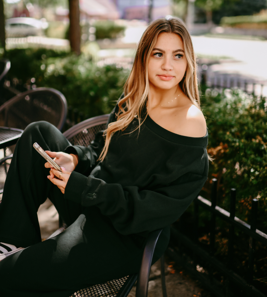 Hunter Green Off The Shoulder Sweatshirt
