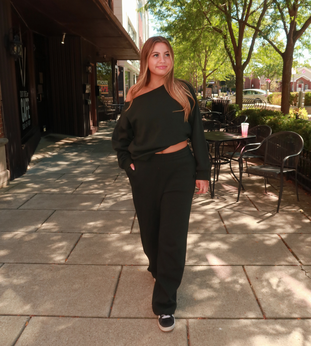 Hunter Green Wide Leg Sweatpants