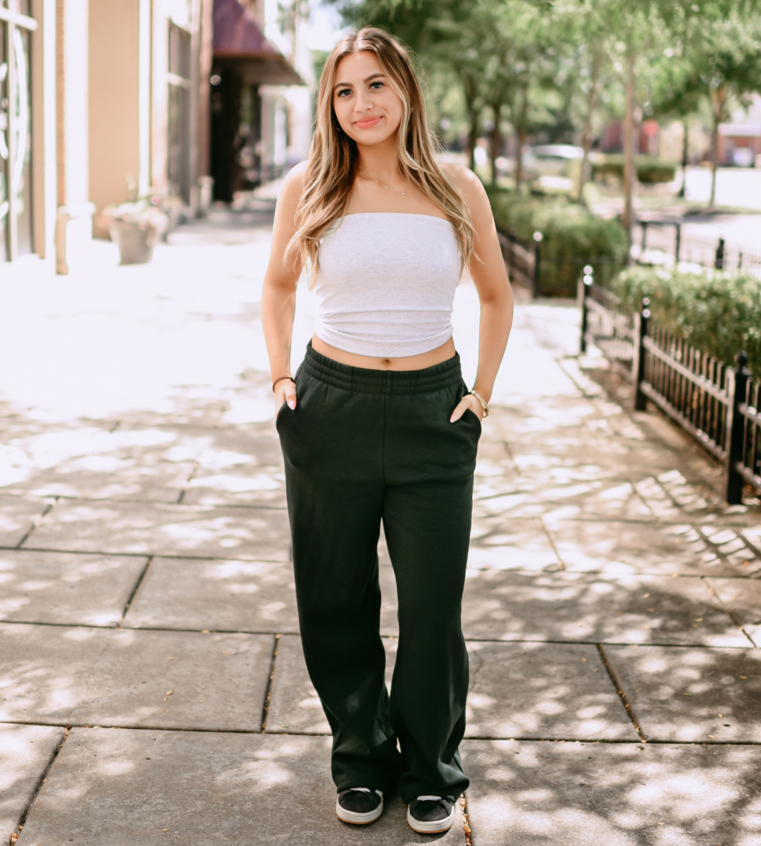 Hunter Green Wide Leg Sweatpants