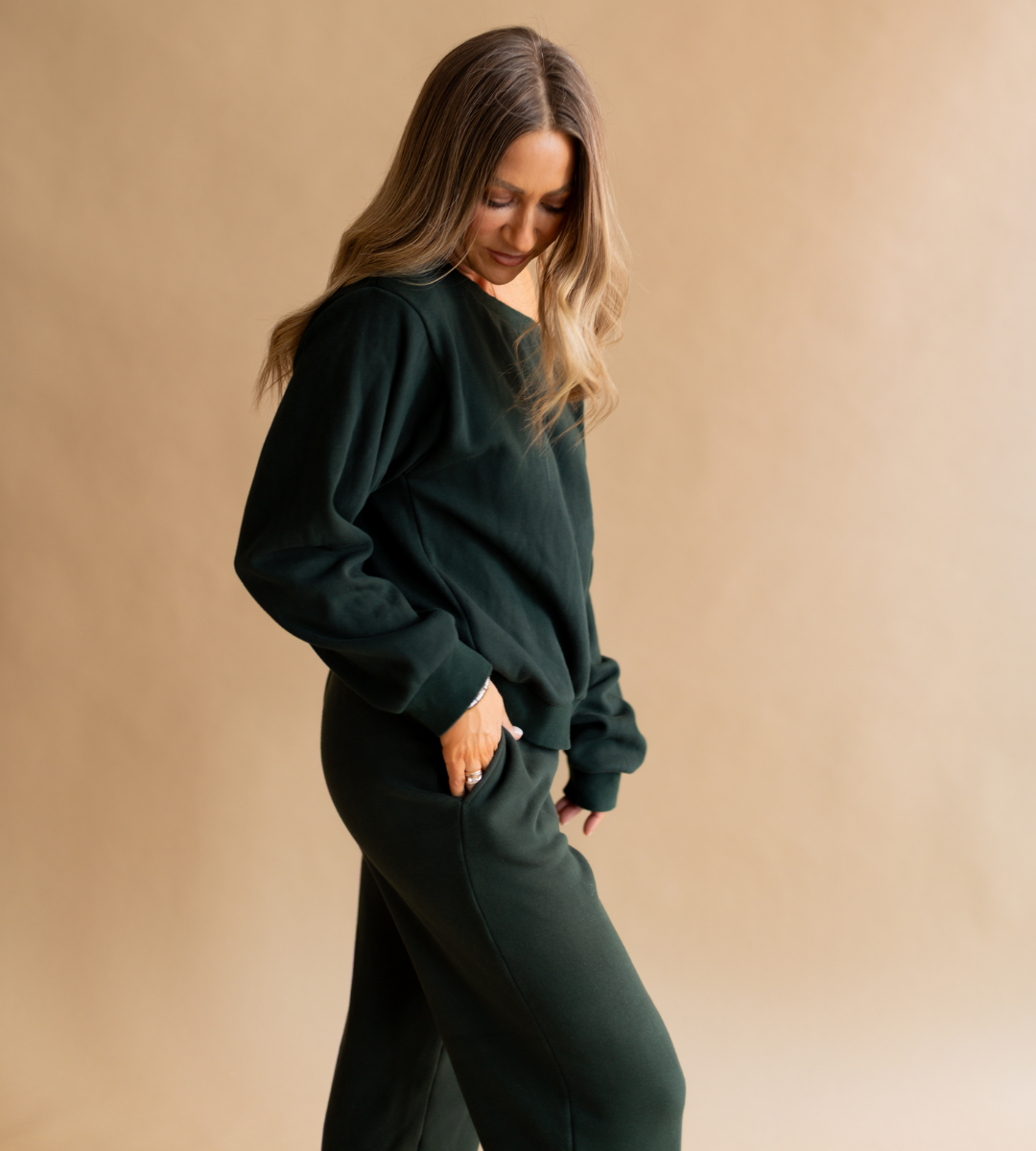 Hunter Green Wide Leg Sweatpants