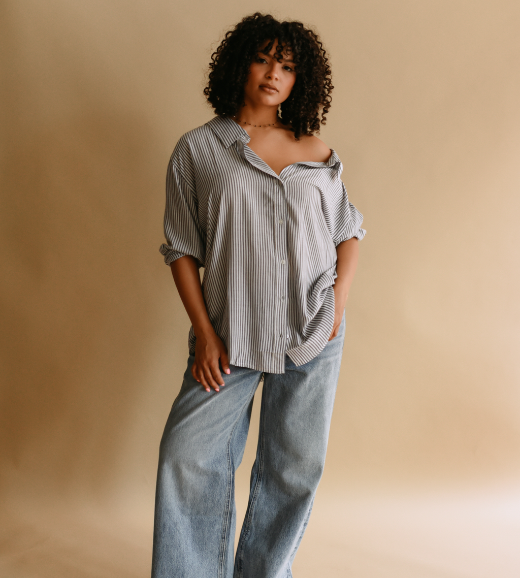 Striped Button-down Shirt (Plus Size)
